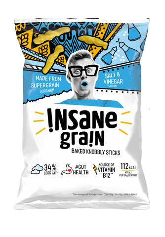 Insane Grain Salt & Vinegar Sorghum Supergrain Puffs 24g (Pack of 16)