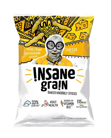 Insane Grain Vegan Cheese Sorghum Supergrain Puffs 24g (Pack of 16)