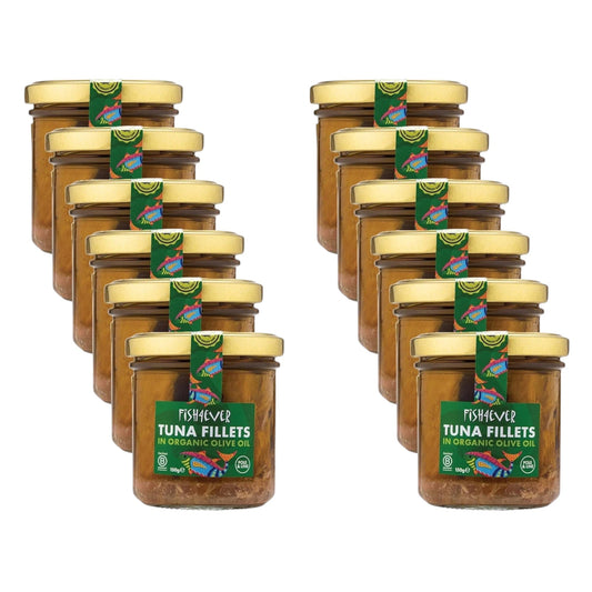 Fish4Ever Skipjack Tuna Fillets in Organic Olive Oil 150g (Pack of 12)