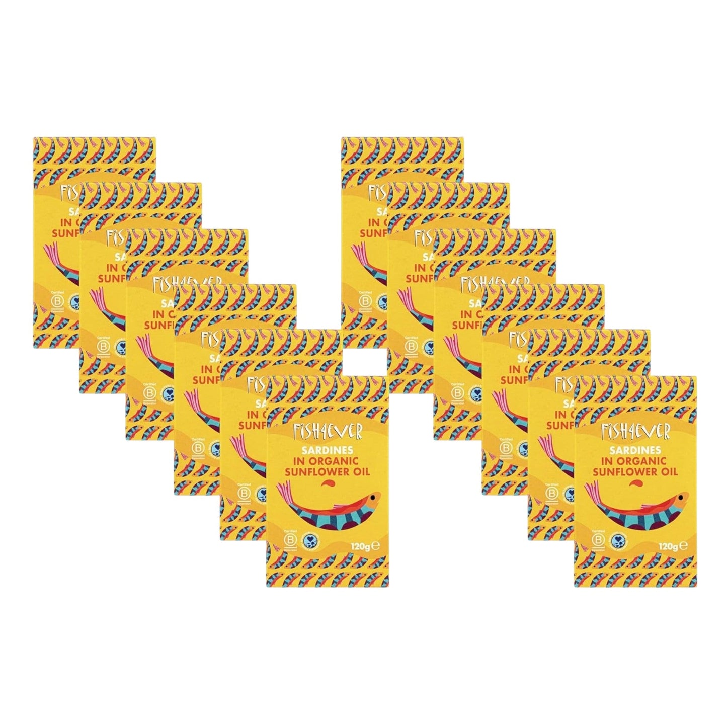 Fish4Ever Whole Sardines in Organic Sunflower Oil 120g (Pack of 12)