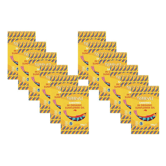 Fish4Ever Whole Sardines in Organic Sunflower Oil 120g (Pack of 12)