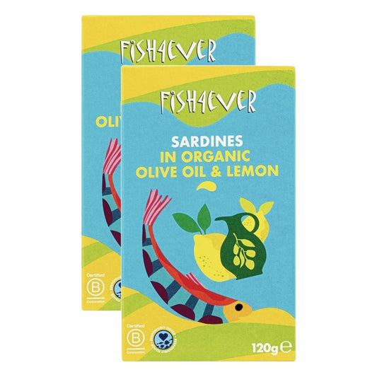 Fish4Ever Whole Sardines in Olive Oil & Lemon 120g (Pack of 2)