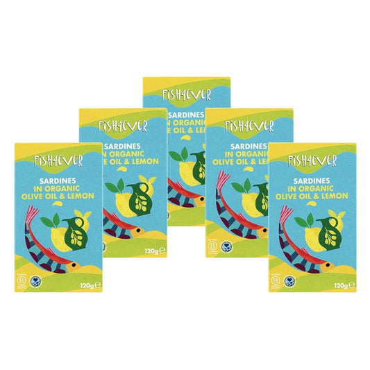 Fish4Ever Whole Sardines in Olive Oil & Lemon 120g (Pack of 5)