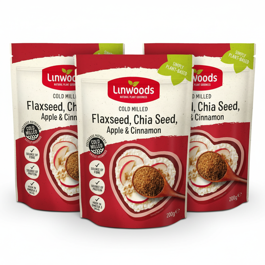 Linwoods Milled Flaxseed,Chia,Apple & Cinnamon 200g (Pack of 3)