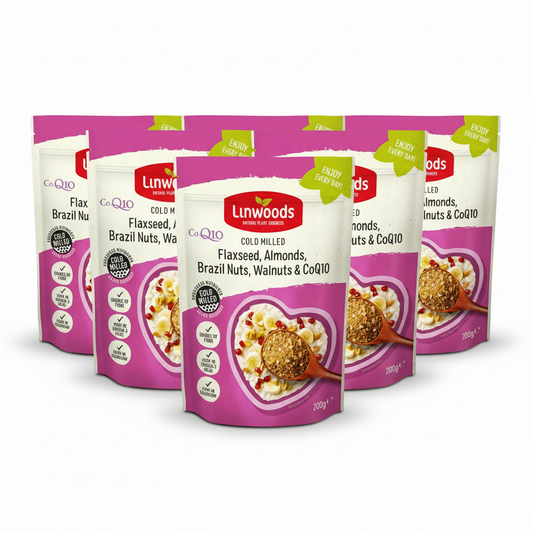 Linwoods Milled Flaxseed,Almond,Brazil Nut,Walnut & Q10 200g (Pack of 6)