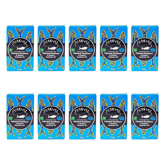 Fish4Ever Filleted Sardines in Organic Sunflower Oil 90g (Pack of 10)