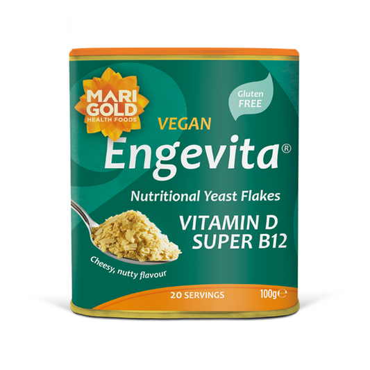Marigold Vegan Engevita Nutritional Yeast Flakes with Vitamin D & Super B12, 100g