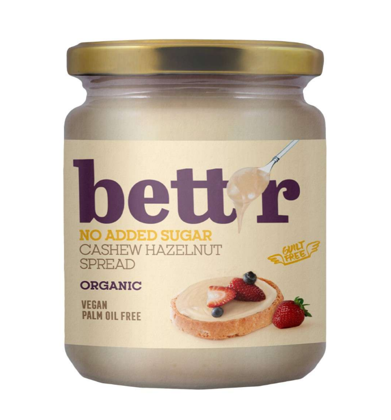Bettr Organic Cashew Heazelnut Spread 250g (Pack of 12)