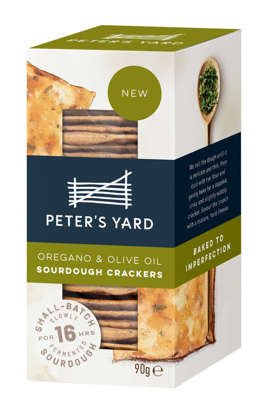 Peter's Yard Oregano & Olive Oil Crackers 90g (Pack of 8)