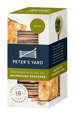 Peter's Yard Oregano & Olive Oil Crackers 90g (Pack of 8)