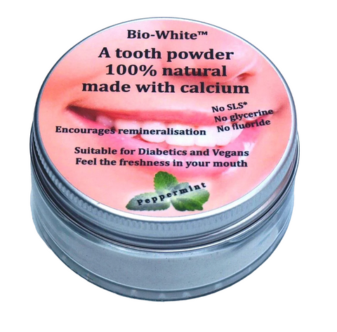 Bio-White Tooth Powder Peppermint in a Glass Jar- (plastic free) 35g (Pack of 12)