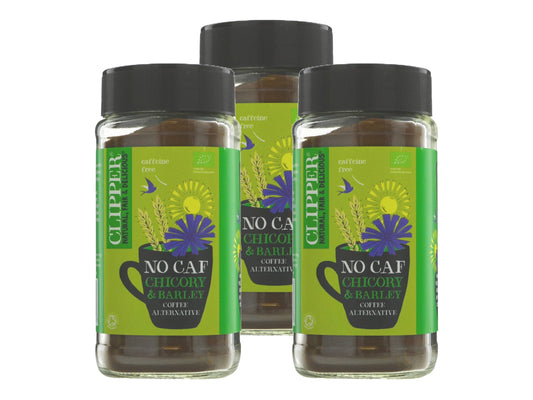 Clipper Organic NoCaf 100g | Caffeine-Free Coffee Alternative | Chicory, Barley & Fig | Smooth, Roasted Flavour | New Whole Earth Branding | (Pack of 3)