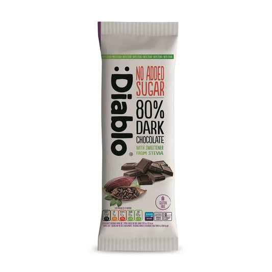 Diablo Sugar Free Dark Chocolate 80% with Stevia 75g (Pack of 15)