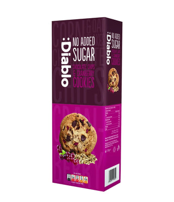 Diablo Sugar Free Chocolate Chip & Cranberry Cookies 135g (Pack of 12)