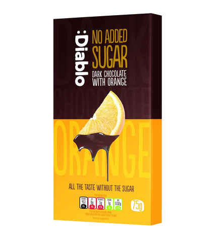 Diablo Sugar Free Dark Chocolate Bar with Orange 75g (Pack of 40)
