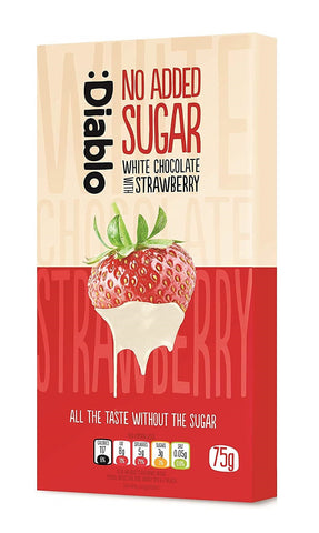 Diablo Sugar Free White Chocolate Bar with Strawberry 75g (Pack of 40)