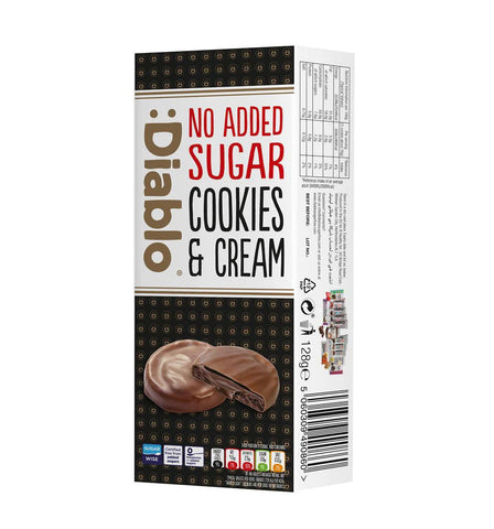 Diablo Sugar Free Dark Chocolate Cookies & Cream 128g (Pack of 27)