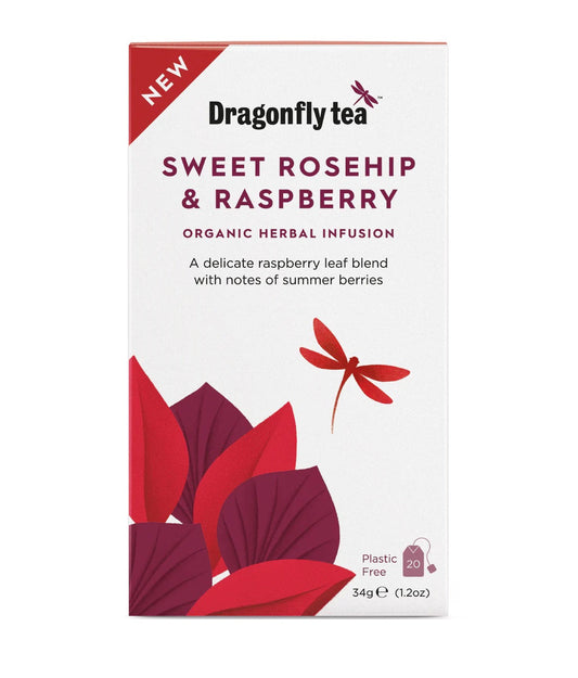 Dragonfly Tea Sweet Rosehip & Raspberry Organic Herbal Tea 20 Bag