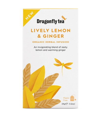 Dragonfly Tea Lively Lemon & Ginger Organic Herbal Tea 20 Bag