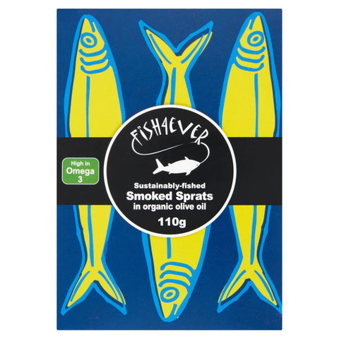 Fish4Ever Smoked Sprats In Organic Olive Oil 110G (Pack of 12)