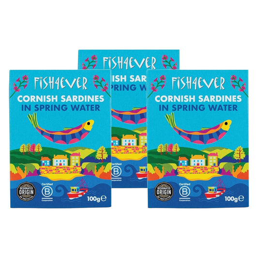 Fish4Ever Cornish Sardines in Spring Water 100g (Pack of 3)