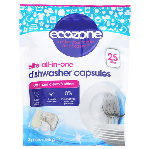 Ecozone Dishwasher Capsules Elite 25 Capsules (Pack of 4)