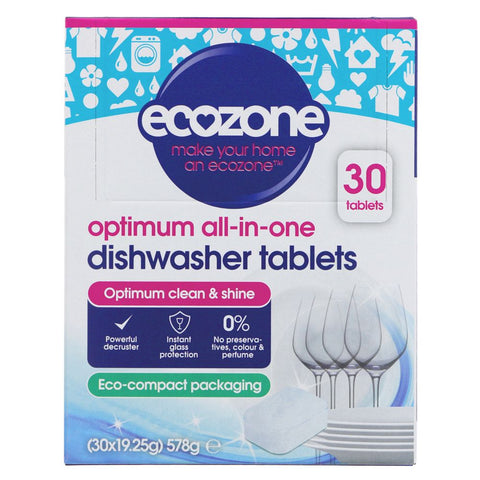 Ecozone Dishwasher Tablets Optimum 30 Capsules (Pack of 8)