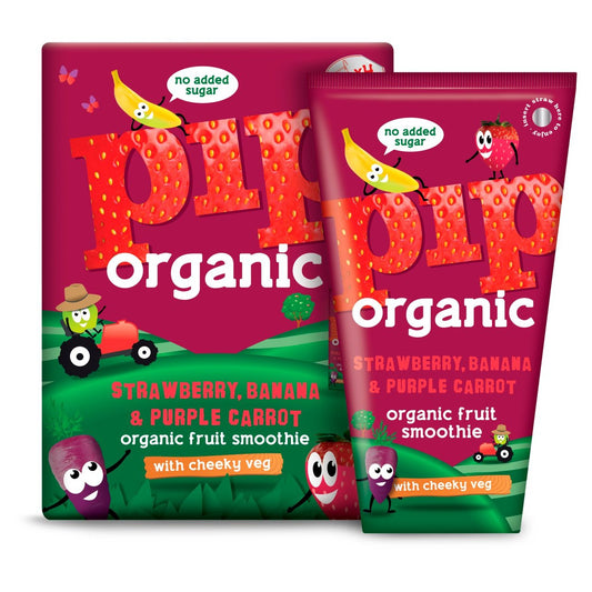 PIP Organic Strawberry & Banana Smoothie 4 X 180ml (Pack of 6)