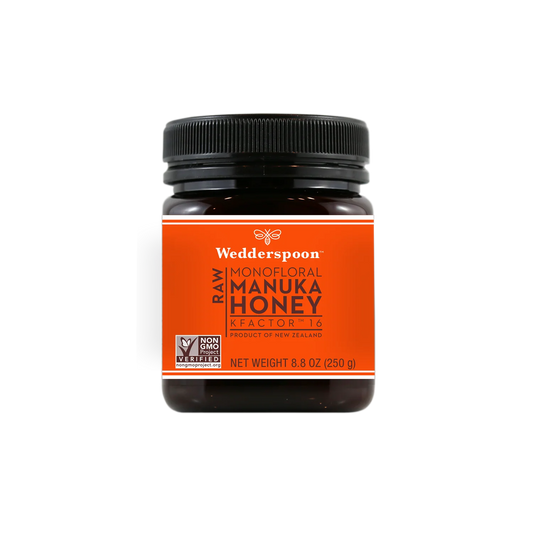 Wedderspoon KFactor 16+ Raw Manuka Honey 250g | Premium New Zealand Monofloral | Minimum 75% Pollen Count | Triple-Filtered, Creamed | GMO-Free, BPA-Free | Supports Digestive & Immune Health (Pack of 5)