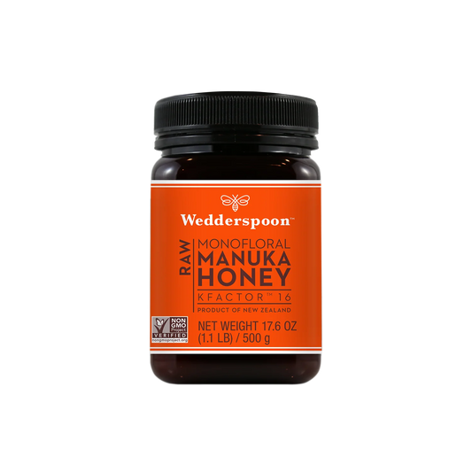 Wedderspoon KFactor 16+ Raw Manuka Honey 500g | Premium New Zealand Monofloral | Minimum 75% Pollen Count | Triple-Filtered, Creamed | GMO-Free, BPA-Free | Supports Digestive & Immune Health (Pack of 5)