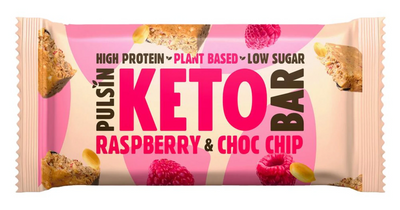 Pulsin Raspberry Choc Chip Keto Bar 50g (Pack of 18)