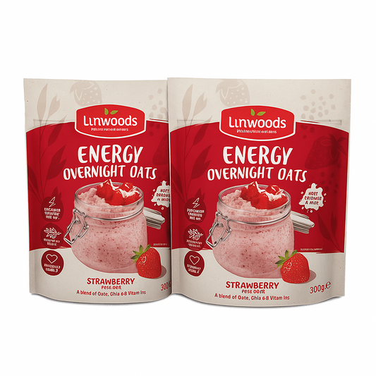 Linwoods Overnight Oats Strawberry Energy 300g (Pack of 2)