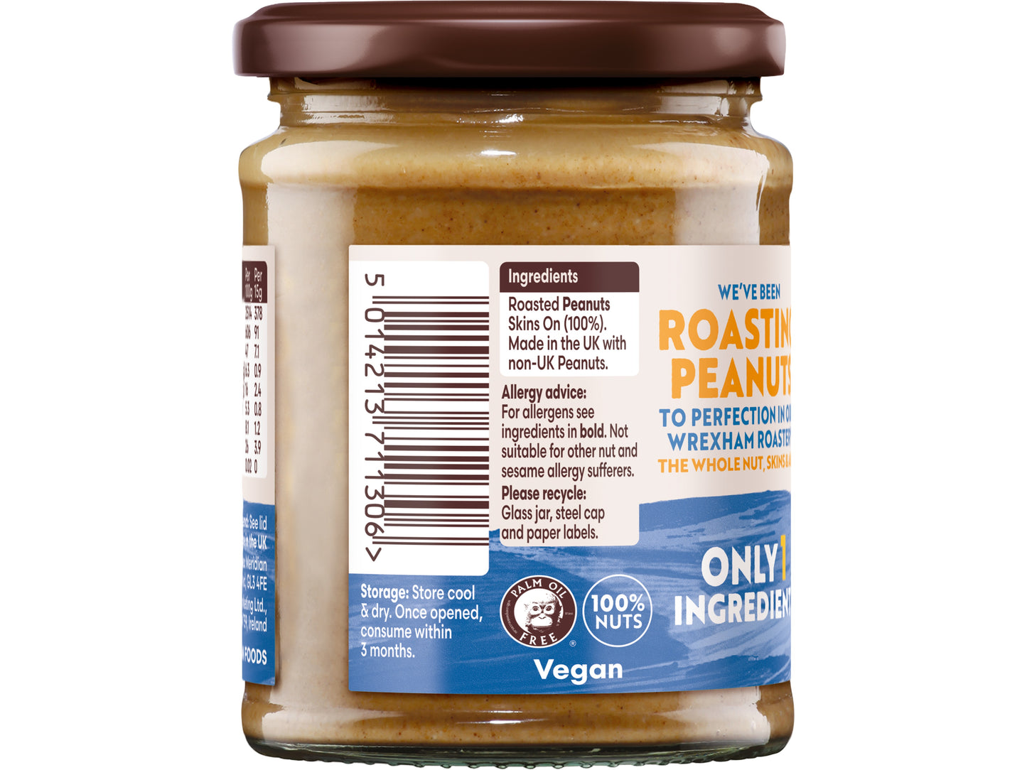 Meridian Smooth Peanut Butter 280g â Peanuts Roasted with Skins, No Palm Oil, No Added Sugar or Salt, Vegan, Gluten Free, Dairy Free, Plant Protein Energy Spread, (Pack of 6)