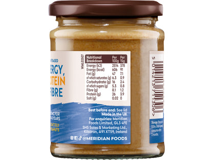 Meridian Smooth Peanut Butter 280g â Peanuts Roasted with Skins, No Palm Oil, No Added Sugar or Salt, Vegan, Gluten Free, Dairy Free, Plant Protein Energy Spread, (Pack of 6)