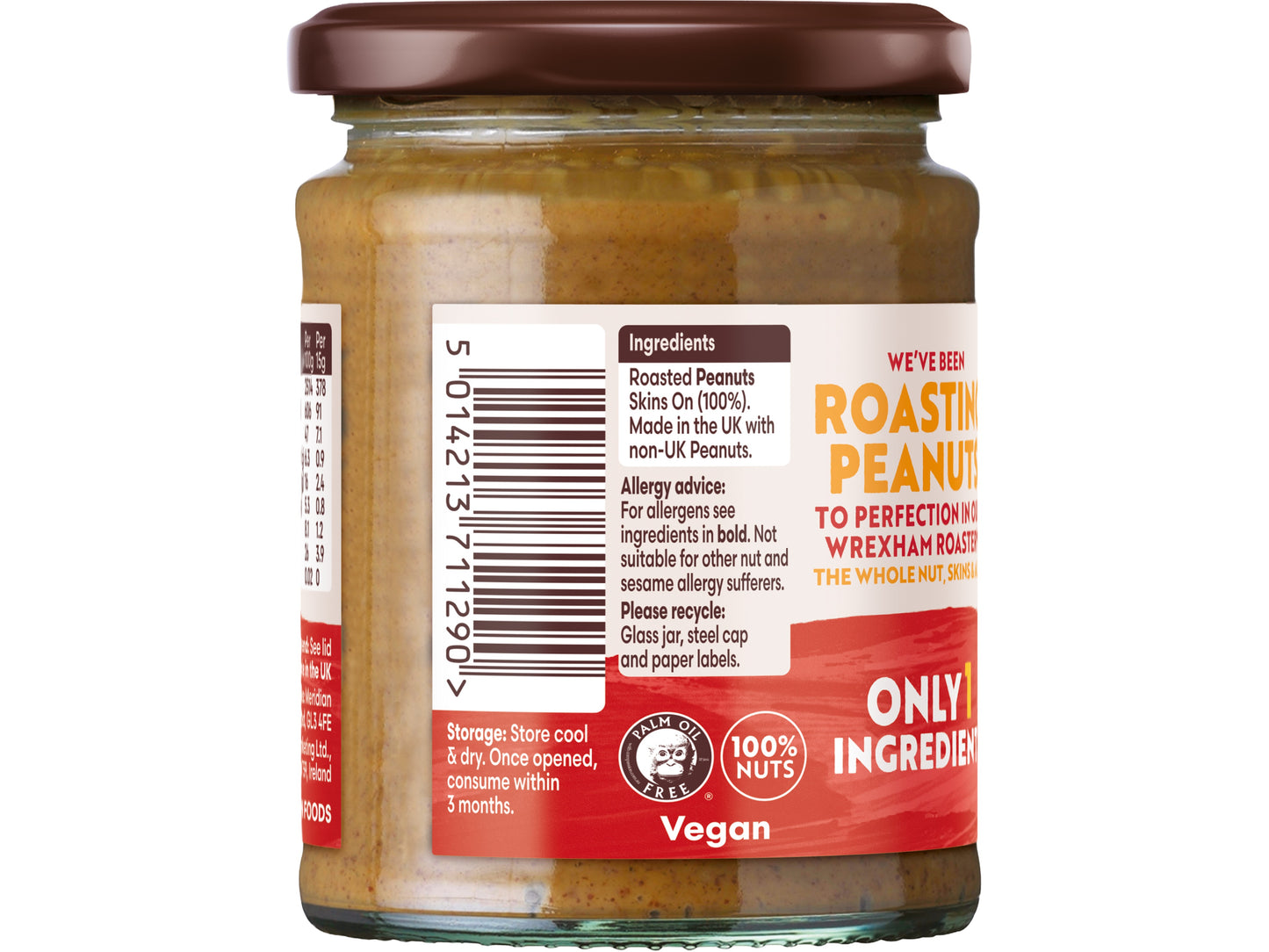Meridian Crunchy Peanut Butter  280g â Peanuts Roasted with Skins, No Palm Oil, No Added Sugar or Salt, Vegan, Gluten Free, Dairy Free, Plant Protein Spread, (Pack of 6)