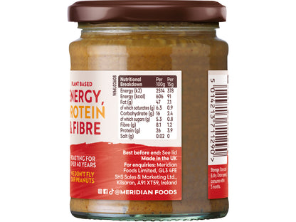 Meridian Crunchy Peanut Butter  280g â Peanuts Roasted with Skins, No Palm Oil, No Added Sugar or Salt, Vegan, Gluten Free, Dairy Free, Plant Protein Spread, (Pack of 6)