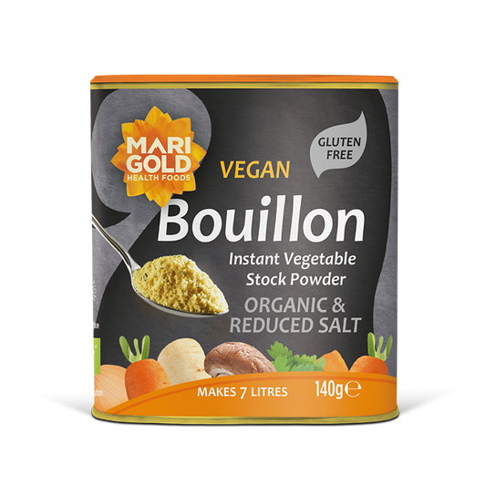 Marigold Vegan Bouillon Instant Vegetable Stock Powder Organic & Reduced Salt, 140g