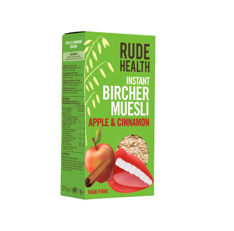 Rude Health Foods Instant Bircher Apple & Cinnamon Muesli 375g (Pack of 6)