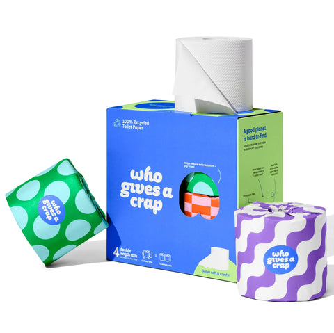 Who Gives A Crap Toilet Tissue - Double Length 4 Pack (Pack of 12)