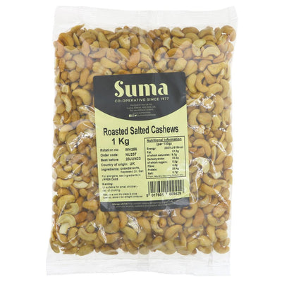 Suma Bagged Down Roasted Salted Cashews 1kg