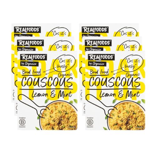 Realfoods by Organico | Organic Lemon & Mint Couscous - Quick-Cook Zesty Couscous, 250g (Pack of 6)