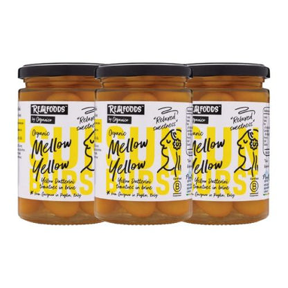 Realfoods by Organico | Organic Yellow Tomatoes in Brine, Golden Goodness, Naturally Sweet & Juicy, 370g (Pack of 3)