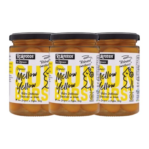 Realfoods by Organico | Organic Yellow Tomatoes in Brine, Golden Goodness, Naturally Sweet & Juicy, 370g (Pack of 3)