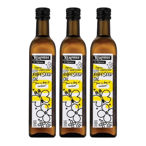 Realfoods by Organico | Organic Rapeseed Oil, Cold-Pressed & Rich in Omega 3, 500ml (Pack of 3)