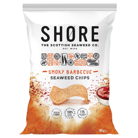 Shore Seaweed Chips - Smoky Barbeque 80g (Pack of 12)