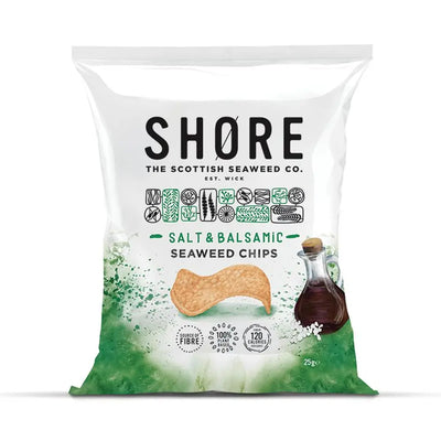 Shore Seaweed Chips Salt & Balsamic Seaweed Chips 25g (Pack of 24)