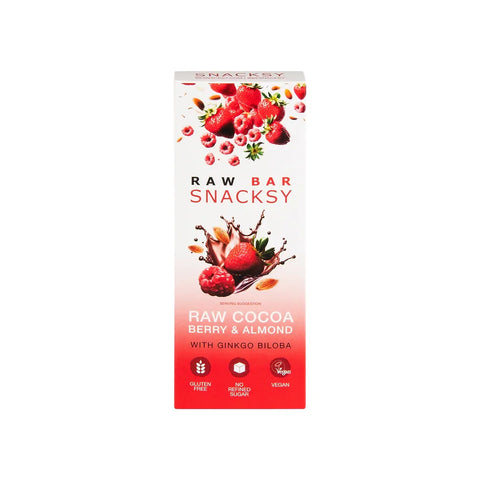 Snacksy Raw Chocolate Alternative Berry & Almond with Ginkgo Biloba 40g