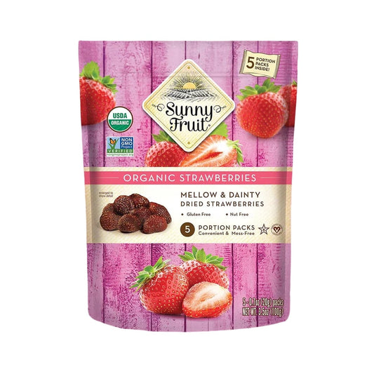 Sunny Fruit Organic Dried Strawberries Multipack 100g (Pack of 12)