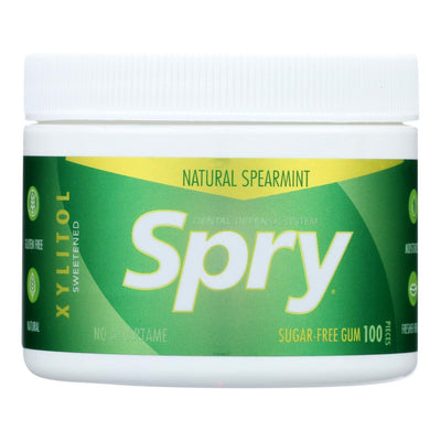 Spry Natural Spearmint Xylitol Gum - 100 Piece Tub