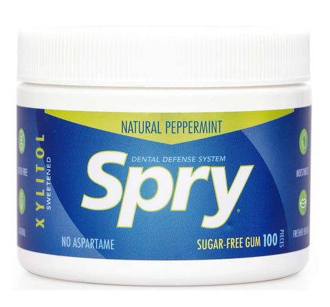 Spry Natural Peppermint Xylitol Gum - 100 Piece Tub